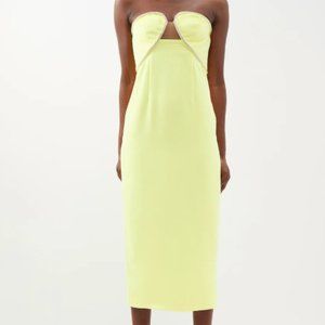 Self-Portrait Yellow Bandeau Crepe Midi Dress